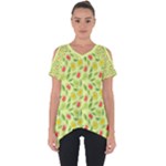 Vector Fruits pattern, pastel colors, yellow background Cut Out Side Drop Tee