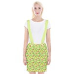 Vector Fruits pattern, pastel colors, yellow background Braces Suspender Skirt