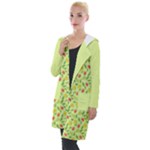Vector Fruits pattern, pastel colors, yellow background Hooded Pocket Cardigan