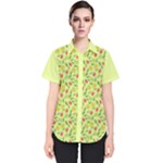 Vector Fruits pattern, pastel colors, yellow background Women s Short Sleeve Shirt
