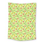 Vector Fruits pattern, pastel colors, yellow background Medium Tapestry