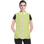 Vector Fruits pattern, pastel colors, yellow background Women s Puffer Vest
