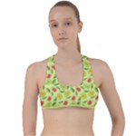 Vector Fruits pattern, pastel colors, yellow background Criss Cross Racerback Sports Bra