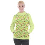 Vector Fruits pattern, pastel colors, yellow background Women s Hooded Pullover