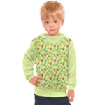 Vector Fruits pattern, pastel colors, yellow background Kids  Hooded Pullover