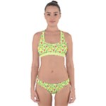 Vector Fruits pattern, pastel colors, yellow background Cross Back Hipster Bikini Set