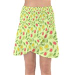 Vector Fruits pattern, pastel colors, yellow background Wrap Front Skirt
