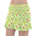 Vector Fruits pattern, pastel colors, yellow background Classic Tennis Skirt