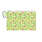 Vector Fruits pattern, pastel colors, yellow background Canvas Cosmetic Bag (Medium)
