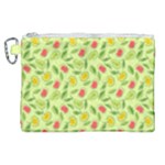 Vector Fruits pattern, pastel colors, yellow background Canvas Cosmetic Bag (XL)