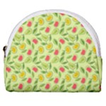 Vector Fruits pattern, pastel colors, yellow background Horseshoe Style Canvas Pouch