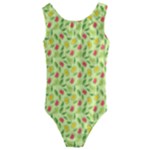 Vector Fruits pattern, pastel colors, yellow background Kids  Cut-Out Back One Piece Swimsuit