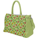 Vector Fruits pattern, pastel colors, yellow background Duffel Travel Bag