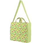 Vector Fruits pattern, pastel colors, yellow background Square Shoulder Tote Bag