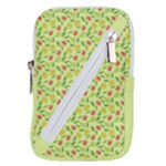 Vector Fruits pattern, pastel colors, yellow background Belt Pouch Bag (Small)