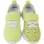 Vector Fruits pattern, pastel colors, yellow background Kids  Velcro Strap Shoes