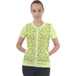 Vector Fruits pattern, pastel colors, yellow background Short Sleeve Zip Up Jacket
