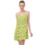 Vector Fruits pattern, pastel colors, yellow background Summer Time Chiffon Dress