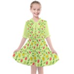 Vector Fruits pattern, pastel colors, yellow background Kids  All Frills Chiffon Dress