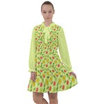 Vector Fruits pattern, pastel colors, yellow background All Frills Chiffon Dress