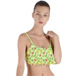 Vector Fruits pattern, pastel colors, yellow background Layered Top Bikini Top 