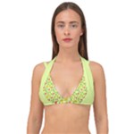 Vector Fruits pattern, pastel colors, yellow background Double Strap Halter Bikini Top