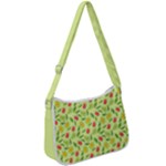 Vector Fruits pattern, pastel colors, yellow background Zip Up Shoulder Bag