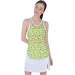 Vector Fruits pattern, pastel colors, yellow background Racer Back Mesh Tank Top