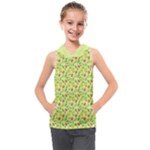 Vector Fruits pattern, pastel colors, yellow background Kids  Sleeveless Hoodie