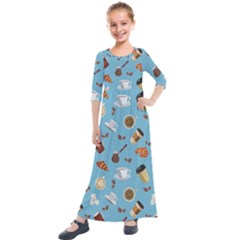 Coffee Time Kids  Quarter Sleeve Maxi Dress by SychEva