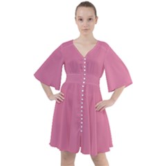 Aurora Pink Boho Button Up Dress by FabChoice