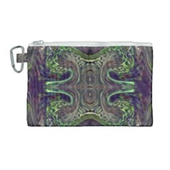 Olive Green Arabesque Canvas Cosmetic Bag (large) by kaleidomarblingart