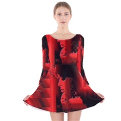 Red Light Long Sleeve Velvet Skater Dress by MRNStudios