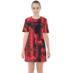 Red Light Sixties Short Sleeve Mini Dress by MRNStudios