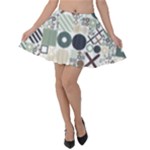 Mosaic Print Velvet Skater Skirt