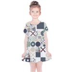 Mosaic Print Kids  Simple Cotton Dress