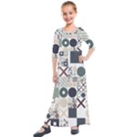 Mosaic Print Kids  Quarter Sleeve Maxi Dress