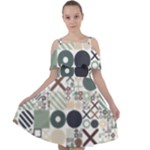 Mosaic Print Cut Out Shoulders Chiffon Dress