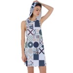 Mosaic Print Racer Back Hoodie Dress