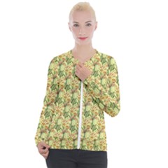 Green Pastel Pattern Casual Zip Up Jacket by designsbymallika