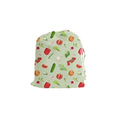 Seamless Pattern With Vegetables  Delicious Vegetables Drawstring Pouch (small) by SychEva