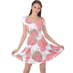 Strawberry Cow Pet Cap Sleeve Dress by Magicworlddreamarts1