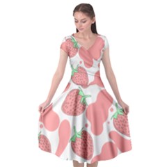 Strawberry Cow Pet Cap Sleeve Wrap Front Dress by Magicworlddreamarts1