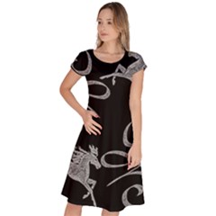 Kelpie Horses Black And White Inverted Classic Short Sleeve Dress by Abe731
