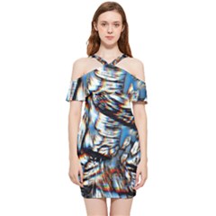 Rainbow Vortex Shoulder Frill Bodycon Summer Dress by MRNStudios