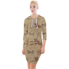 Foxhunt Horse And Hounds Quarter Sleeve Hood Bodycon Dress by Abe731