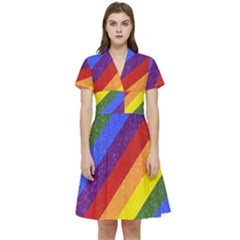 Lgbt Pride Motif Flag Pattern 1 Short Sleeve Waist Detail Dress by dflcprintsclothing