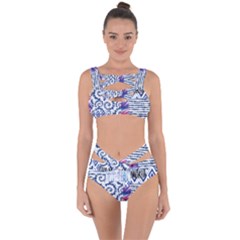 Blue Pastel Print Bandaged Up Bikini Set  by designsbymallika