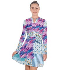 Blue Wavespastel Long Sleeve Panel Dress by designsbymallika