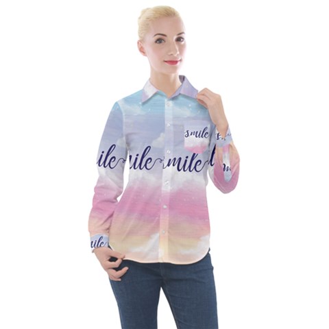 Smile Women s Long Sleeve Pocket Shirt by designsbymallika